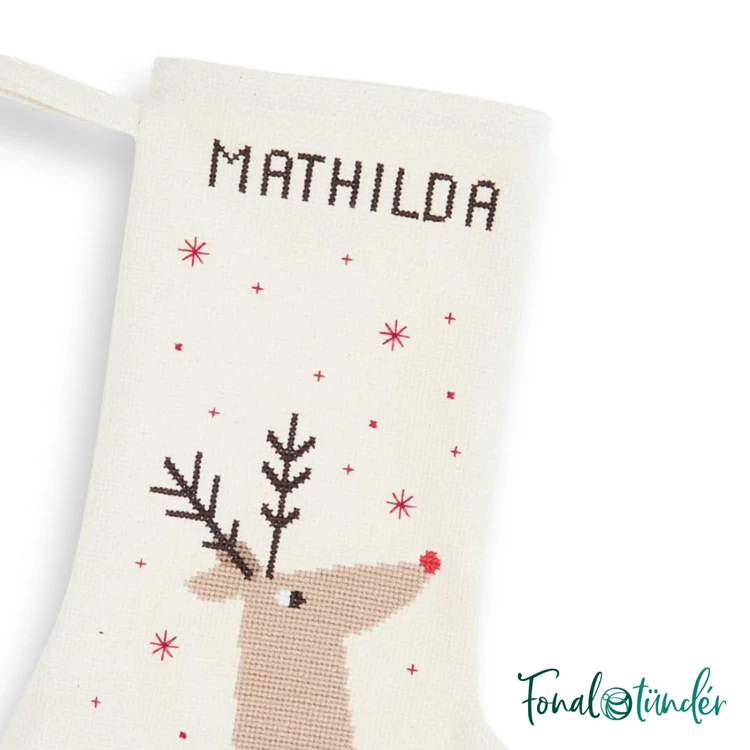 Rico Christmas Reindeer Boot - embroidery kit - karácsonyi zokni hímző készlet