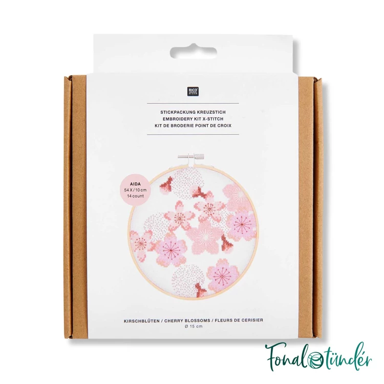 Rico Cherry blossoms - embroidery kit - keresztszemes hímzéscsomag