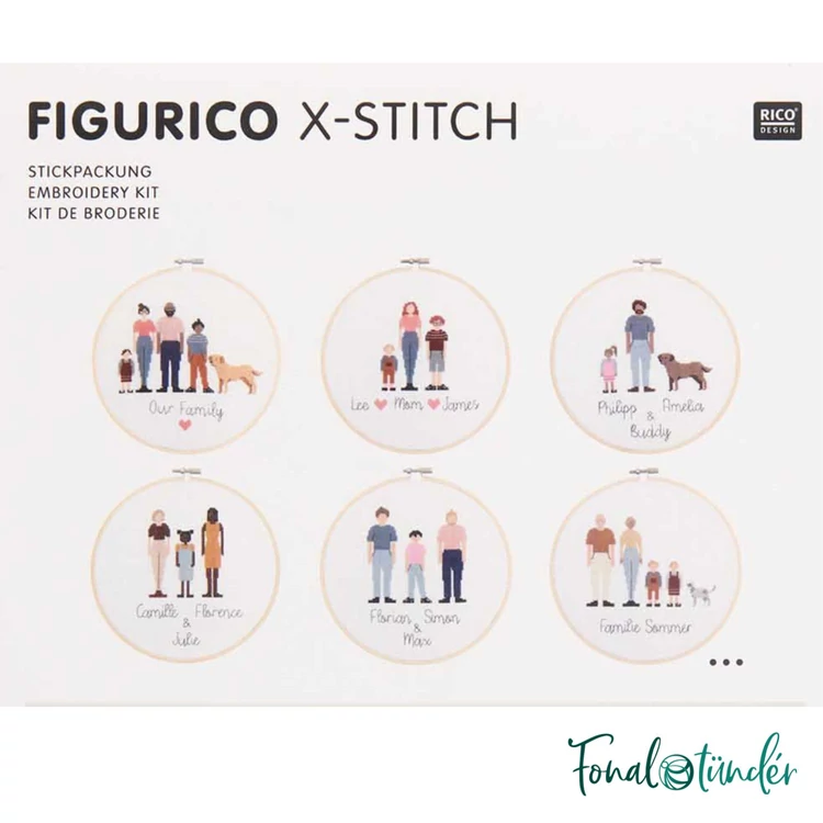 Rico Figurico - Family- embroidery kit - Család keresztszemes hímzéscsomag - 03