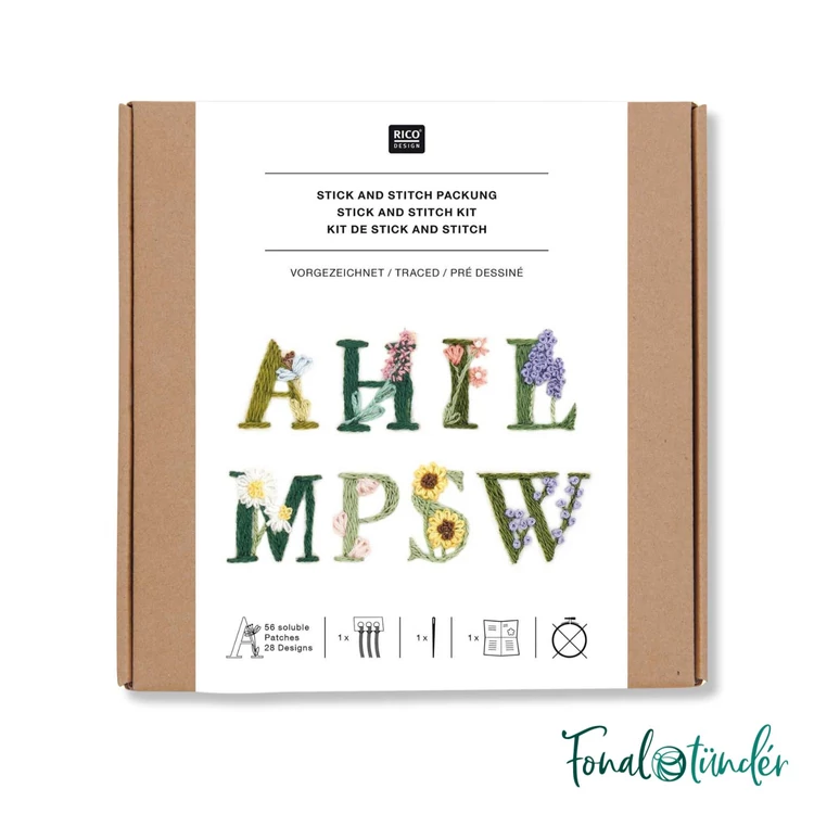 Rico Stick & Stitch - Floral Alphabet - embroidery kit - virágos betűk hímző készlet