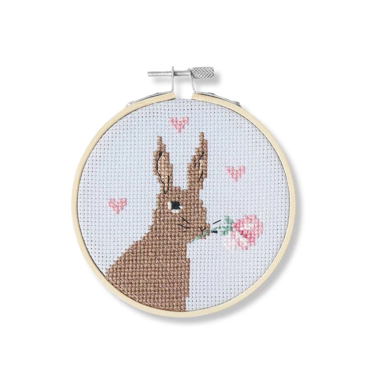 Rico Romantic Bunny - embroidery kit - Nyuszis keresztszemes hímzéscsomag