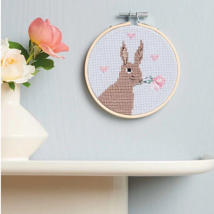 Rico Romantic Bunny - embroidery kit - Nyuszis keresztszemes hímzéscsomag