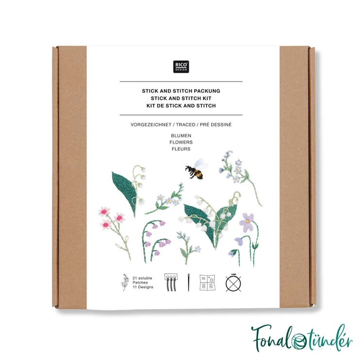 Rico Stick & Stitch - Floral Alphabet - embroidery kit - virágos betűk hímző készlet