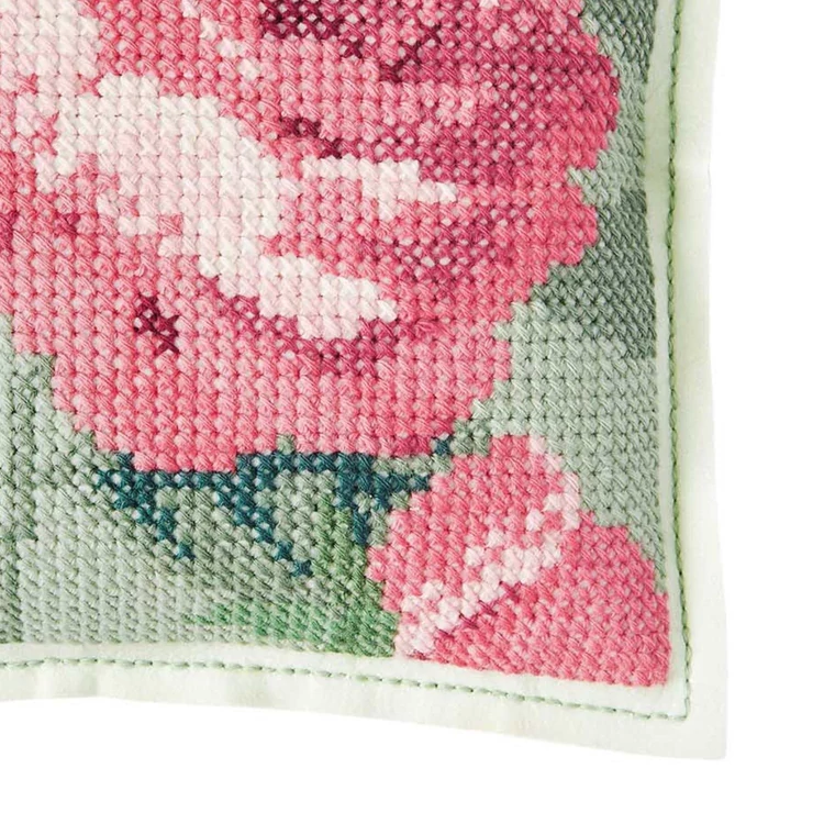 Rico Rose Cushion - cross stitch embroidery kit - keresztszemes párna hímző készlet