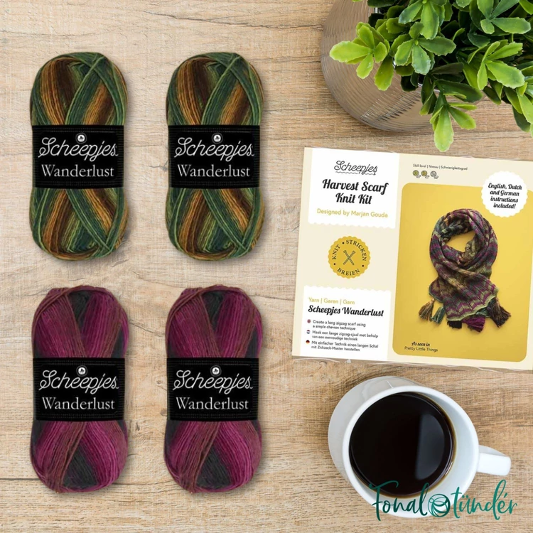 Scheepjes Harvest Scarf knit kit - sál minta + fonal csomag - 01
