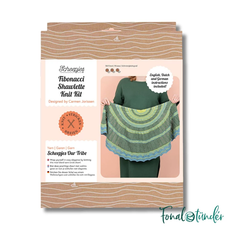 Scheepjes Fibonacci Shawlette knit kit - sál minta + fonal csomag