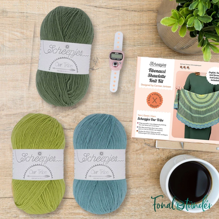 Scheepjes Fibonacci Shawlette knit kit - sál minta + fonal csomag - 02