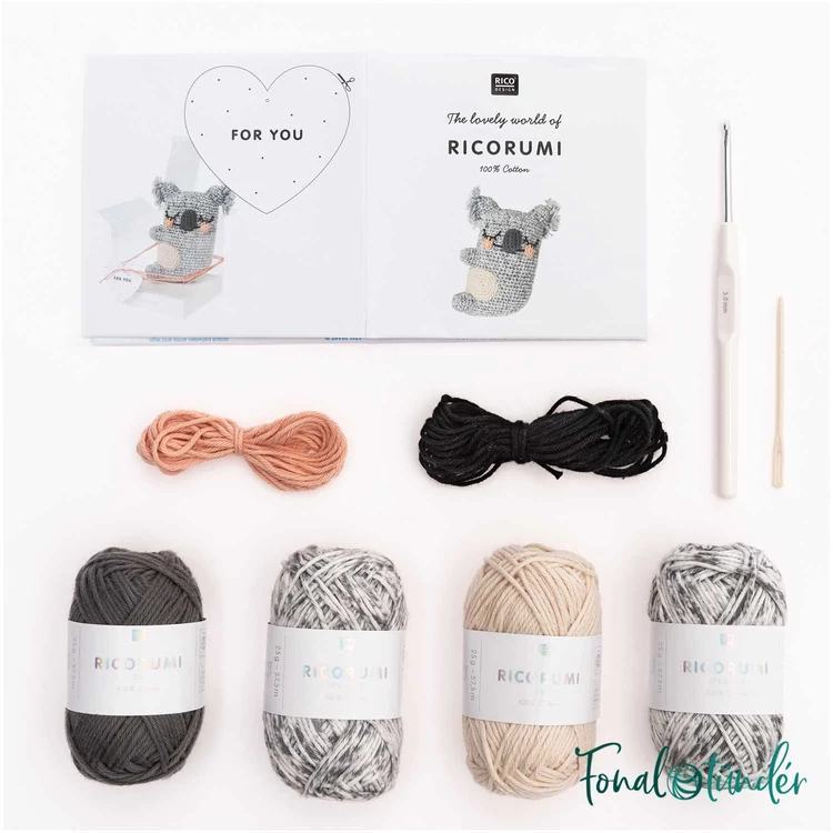 Ricorumi Amigurumi Box Koala - amigurumi fonal és horgolótű csomag - 03