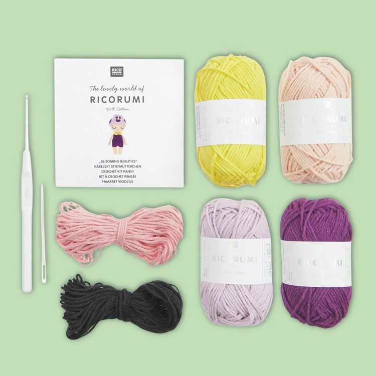 Ricorumi Amigurumi Box - Blooming Beauties - Pansy - Árvácska amigurumi csomag