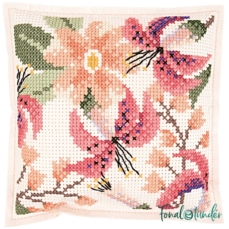 Rico Flower Cushion - cross stitch embroidery kit - keresztszemes párna hímző készlet - 02