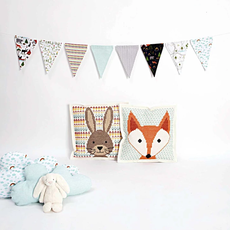 Rico Fox Cushion - cross stitch embroidery kit - keresztszemes párna hímző készlet