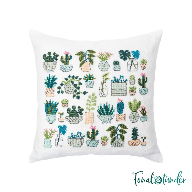 Rico Cacti Pack Cushion - cross stitch embroidery kit - keresztszemes párna hímző készlet
