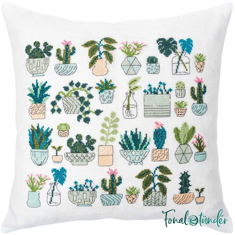 Rico Cacti Pack Cushion - cross stitch embroidery kit - keresztszemes párna hímző készlet - 02