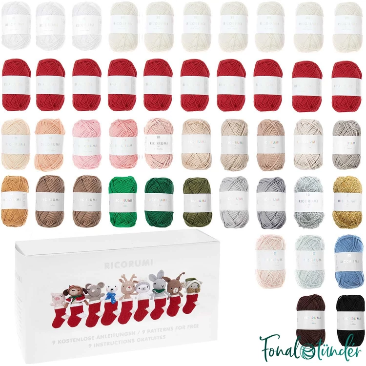 Ricorumi Christmas Amigurumi Box - karácsonyi amigurumi csomag - 45 gombolyag fonallal - 02
