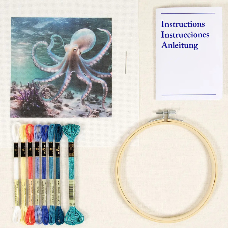 DMC Trópusi Oktopus - keresztszemes hímzés csomag