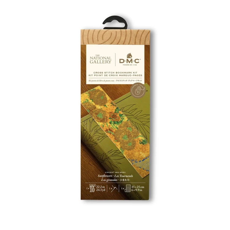 DMC Van Gogh Sunflowers cross stitch bookmark set - keresztszemes hímző készlet