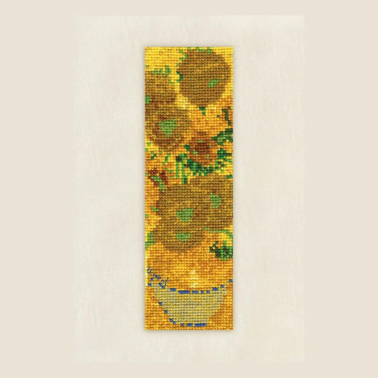 DMC Van Gogh Sunflowers cross stitch bookmark set - keresztszemes hímző készlet