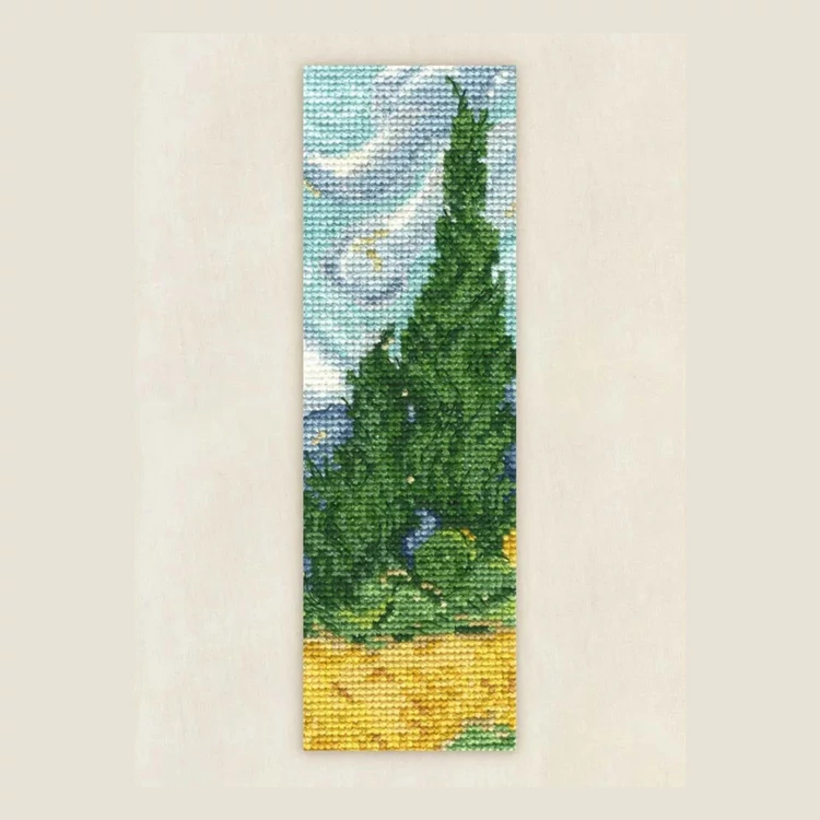 DMC Van Gogh - Cypresses cross stitch bookmark set - keresztszemes hímző készlet