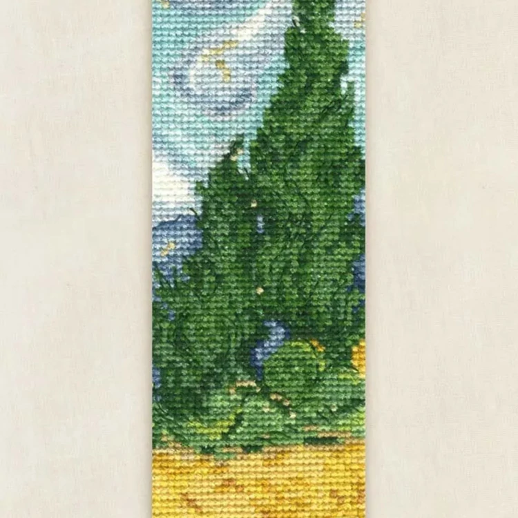 DMC Van Gogh - Cypresses cross stitch bookmark set - keresztszemes hímző készlet