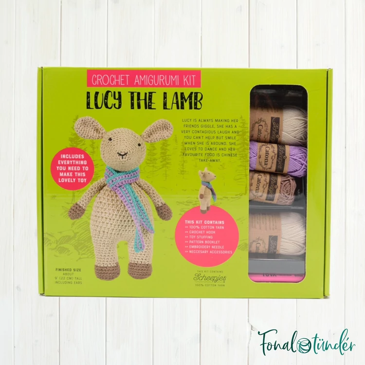 Lucy a Bárány - horgolásminta + fonal csomag - Amigurumi - Lucy the Lamb - crochet diy kit