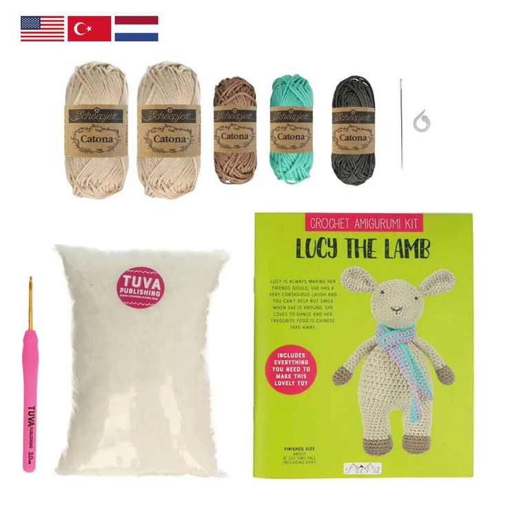 Lucy a Bárány - horgolásminta + fonal csomag - Amigurumi - Lucy the Lamb - crochet diy kit