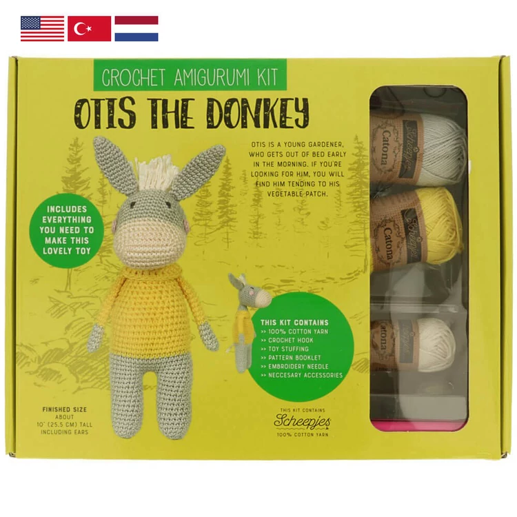 Otis a Csacsi - horgolásminta + fonal csomag - Amigurumi - Otis the Donkey - crochet diy kit