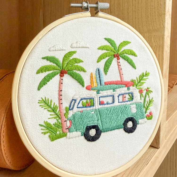 Milpoint California Dream modern hímzőkészlet fa hímzőkerettel / Milpoint California Dream modern embroidery kit with wooden hoop - Fonaltündér