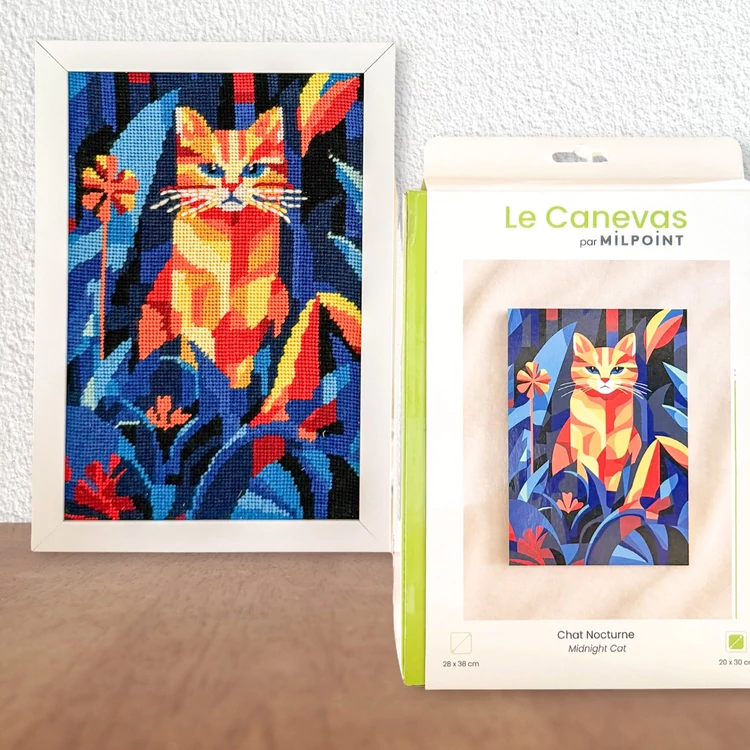 Milpoint modern macskás gobelin készlet hímzéshez / Milpoint Night Cat tapestry kit for embroidery - Fonaltündér