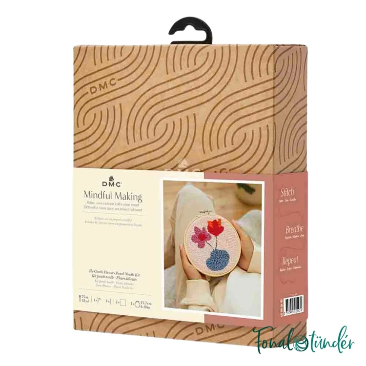 DMC Gentle Flowers - Punch Needle Kit - Vadvirágok - hímzés készlet hímzőtollal