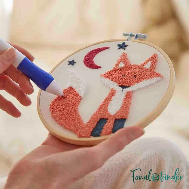 DMC - The Fox - Punch Needle Kit - Róka Koma - hímzés készlet hímzőtollal
