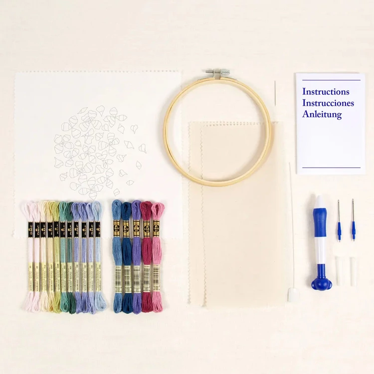 DMC Hydrangea - Punch Needle Kit - Hortenzia - hímzés készlet hímzőtollal