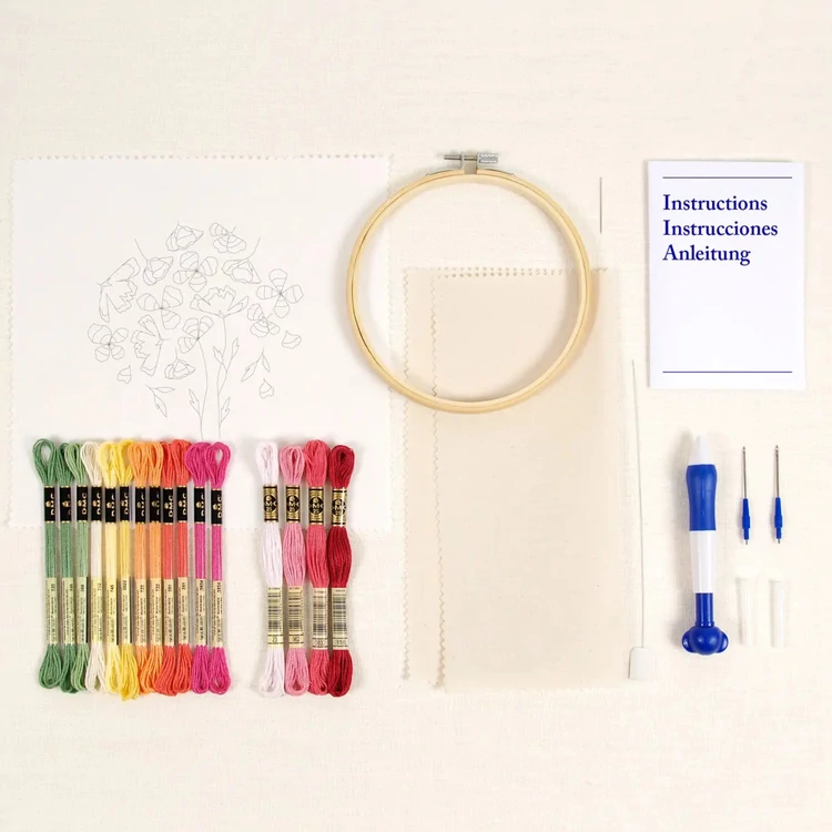 DMC Rose - Punch Needle Kit - Rózsák - hímzés készlet hímzőtollal