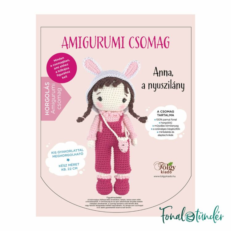 ANNA a nyuszilány - horgolásminta + fonal csomag - Amigurumi - crochet diy kit