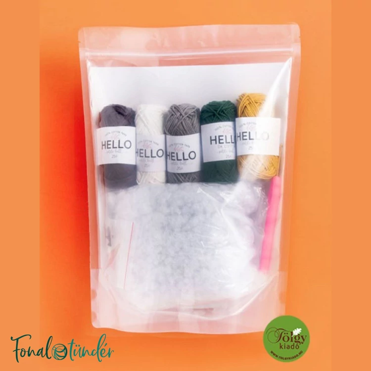 TOTO a mosómedve - horgolásminta + fonal csomag - Amigurumi - crochet diy kit - 03