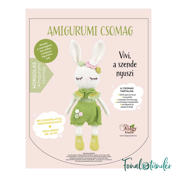 VIVI a szende nyuszi - horgolásminta + fonal csomag - Amigurumi - crochet diy kit