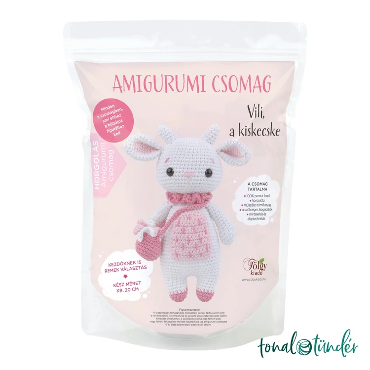 VILI a kicskecske - horgolásminta + fonal csomag - Amigurumi - crochet diy kit - 03