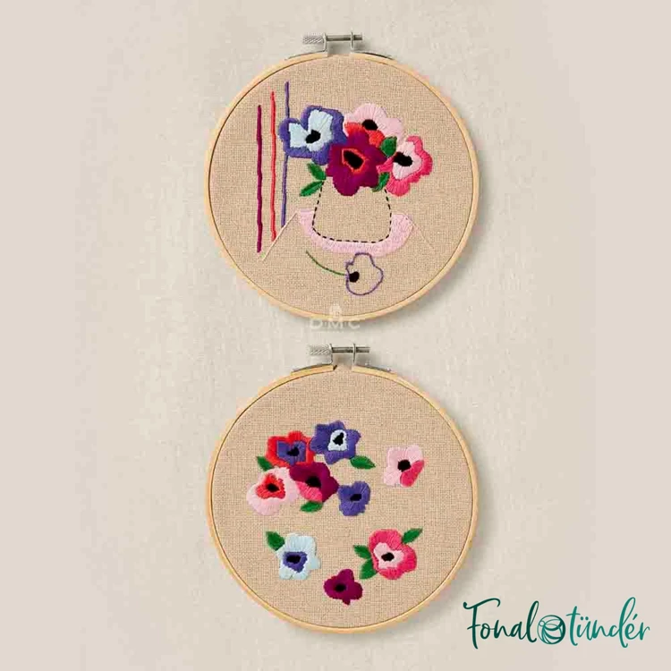 DMC - The Peaceful Breeze Anemone - embroidery duo kit - Szellőrózsa - hímző készlet - 06