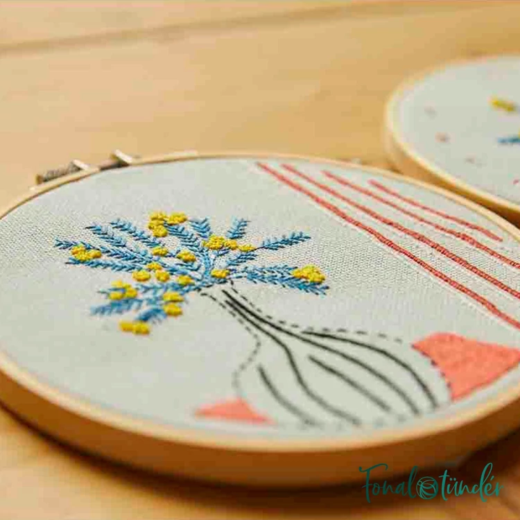 DMC - The Mellow Mimosa - embroidery duo kit - Mimóza - hímző készlet - 03