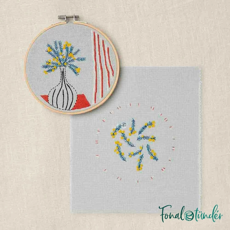 DMC - The Mellow Mimosa - embroidery duo kit - Mimóza - hímző készlet - 06