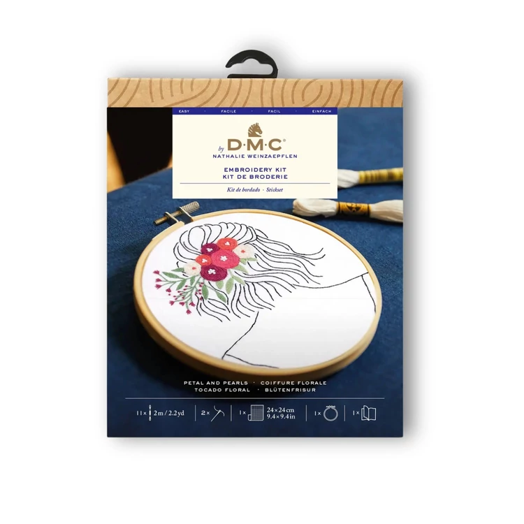 DMC Petal and Pearls embroidery kit - virágcsokor - hímző készlet