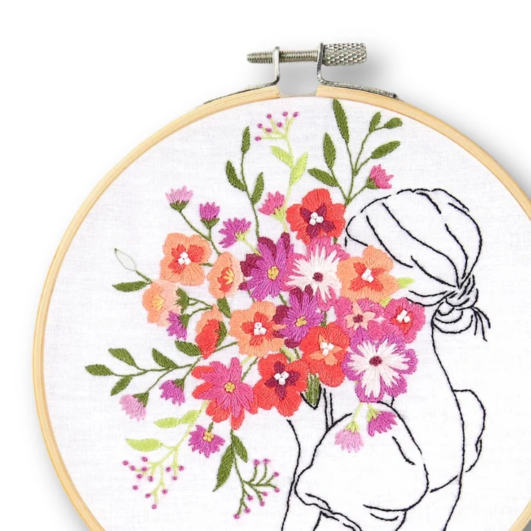 DMC Floral embrace - embroidery kit - virágcsokor - hímző készlet