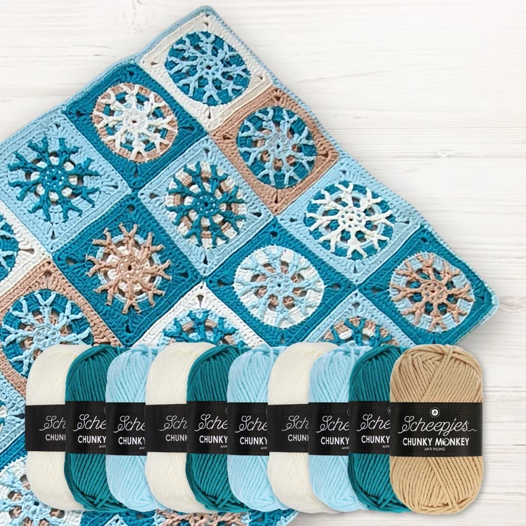 Hópihe babatakaró horgoló fonalcsomag és mintaleírás / Snowflake baby blanket crochet yarn pack and pattern