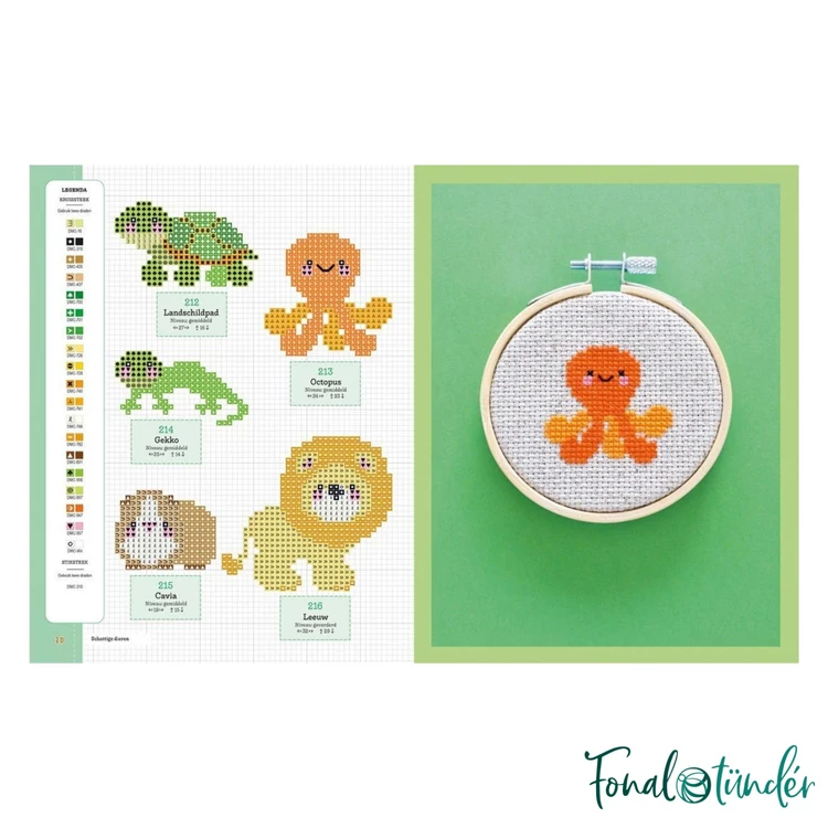 Schattig kawaii borduren - kawaii hímzés mintatár - cross stitch pattern book