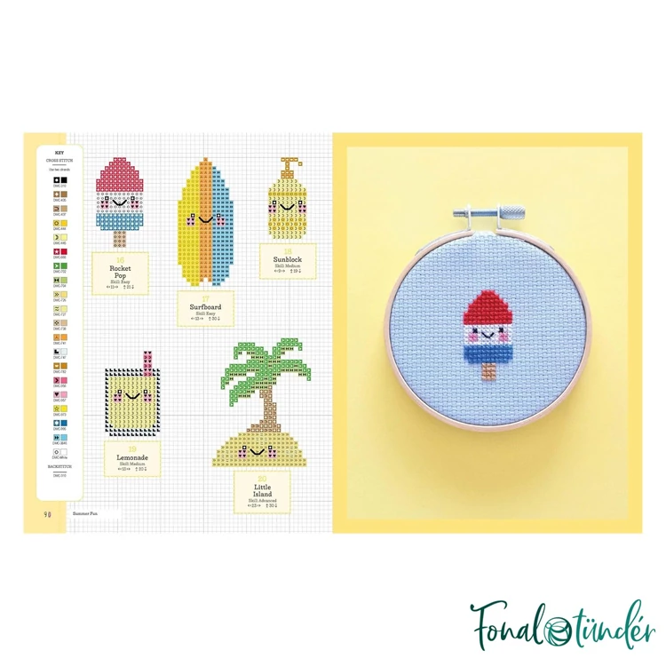 Schattig kawaii borduren - kawaii hímzés mintatár - cross stitch pattern book