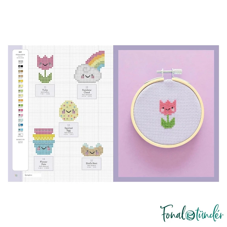 Schattig kawaii borduren - kawaii hímzés mintatár - cross stitch pattern book