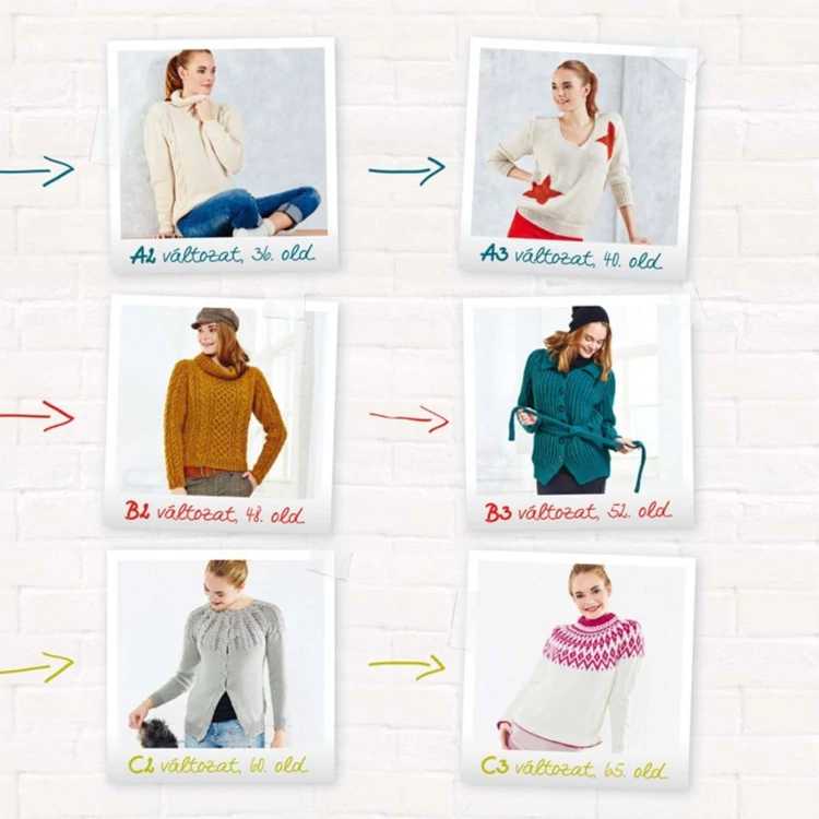 Tanuljunk pulóvert kötni - kötés oktató könyv sok mintával - 03