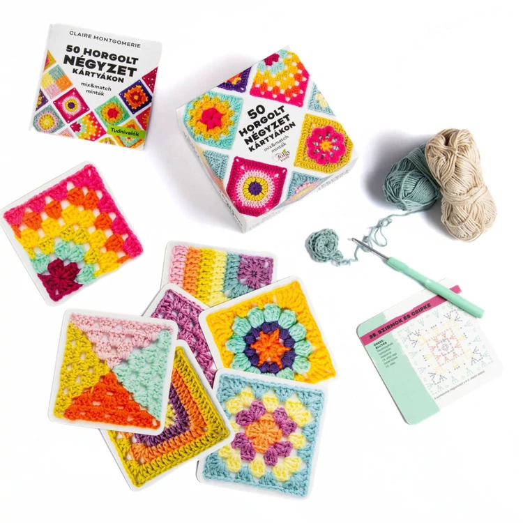 50 horgolt négyzet kártyákon - könyv horgolt nagyi négyzetek készítéséhez