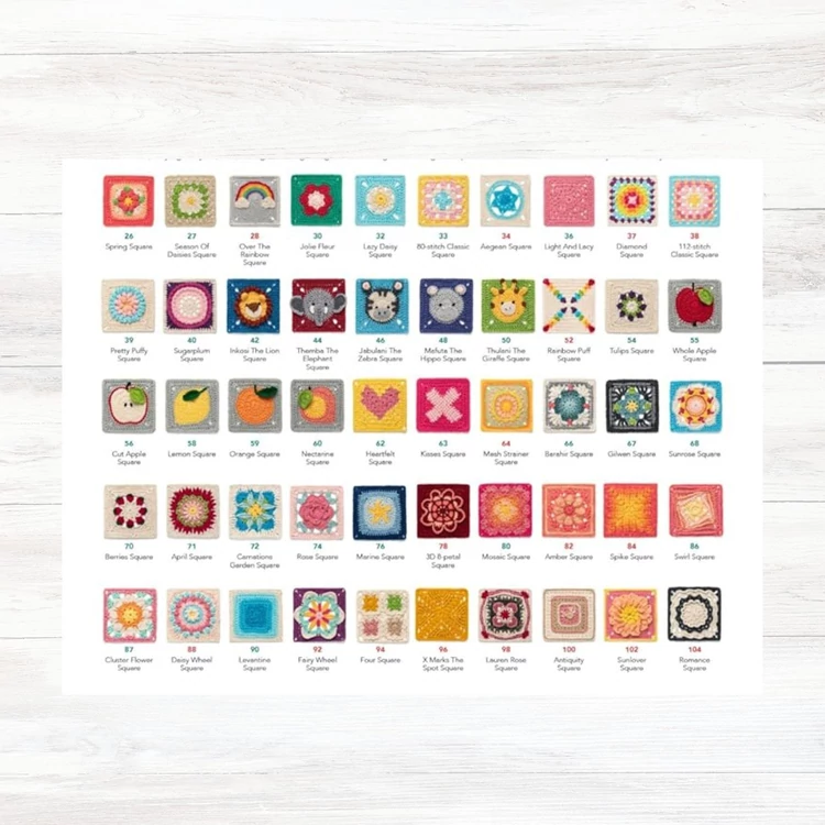 100 Modern horgolt négyzet - könyv sok mintával, magyarázattal