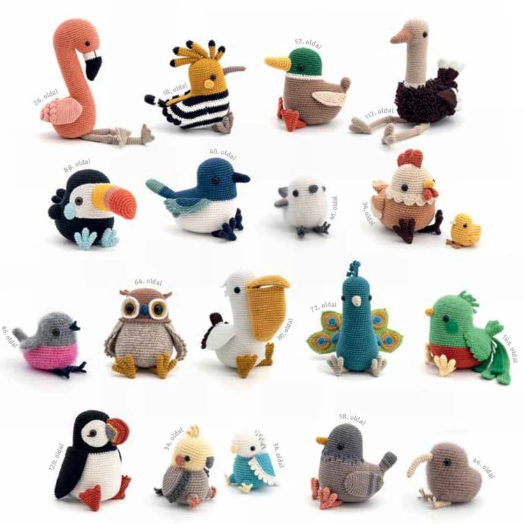 Színpompás Horgolt Madarak - amigurumi  figura horgolós könyv