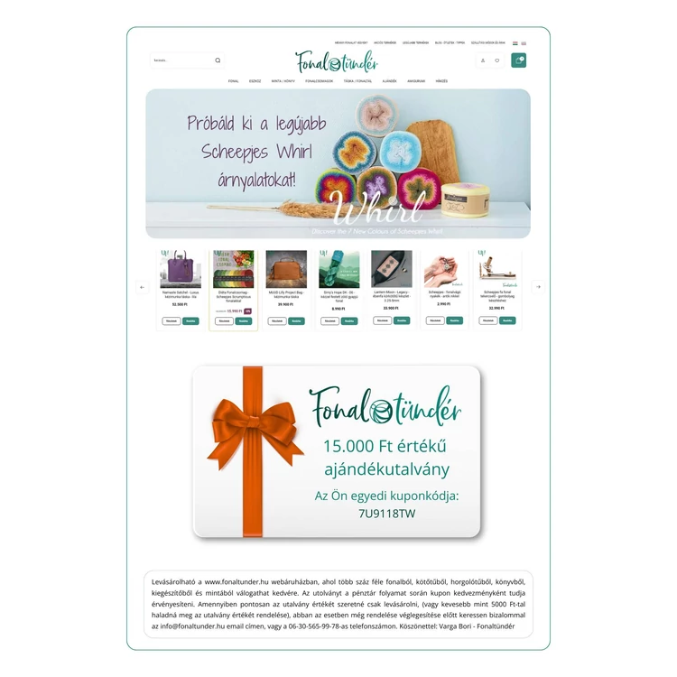 Tündér-kártya - Ajándék utalvány - 15.000 Ft értékben